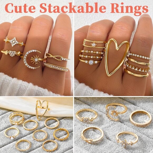 50 PCS Gold Jewelry Set for Women Dainty Dangle Earrings Bracelets Necklaces - Picture 5 of 6